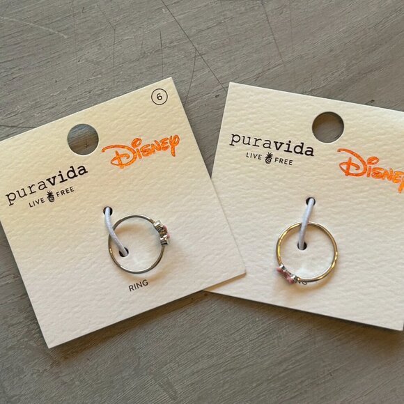 NWT Set of 2 Pura Vida Disney Minnie Mouse Rings Minnie Ears Minnie Bow Size 6 - Picture 6 of 15